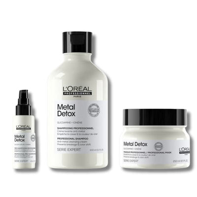 L'Oréal Professionnel Metal Detox Shampoo, Mask Duo with Pre-Shampoo for Breakage and Colour Fade Protection