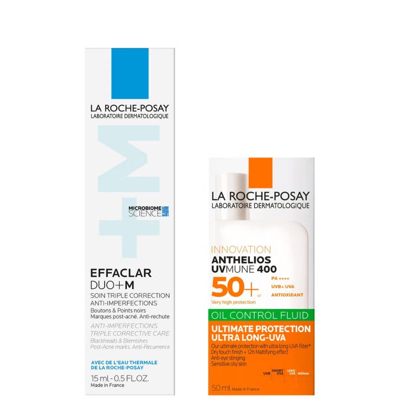 La Roche-Posay Breakout-Fighting Daily Defense Set: Effaclar Duo+M Corrective Care and SPF50+