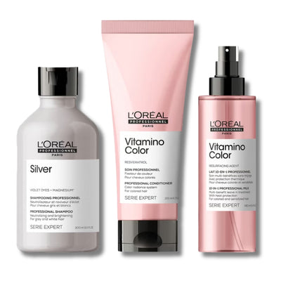 L'Oréal Professionnel Silver and Vitamino at Home Experts for Natural White/Grey Hair Bundle