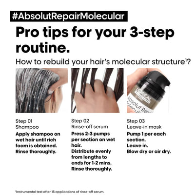 L’Oréal Professionnel Absolut Repair Molecular Shampoo 300ml and Refill Pack 500ml for damaged hair