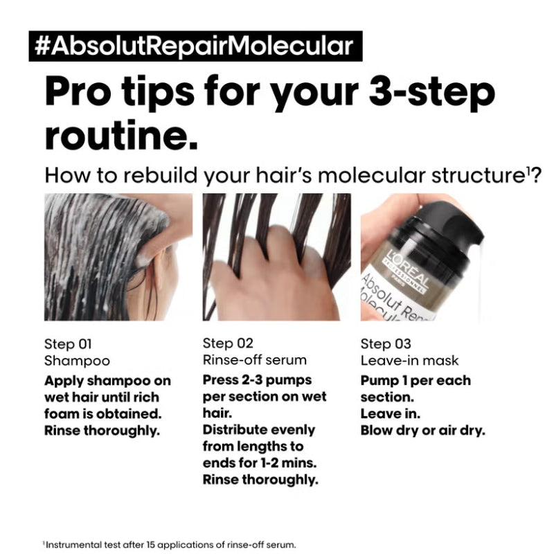 L’Oréal Professionnel Absolut Repair Molecular Shampoo 300ml and Refill Pack 500ml for damaged hair