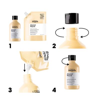 L’Oréal Professionnel Absolut Repair Shampoo 300ml and Refill Pack 500ml for dry & damaged hair