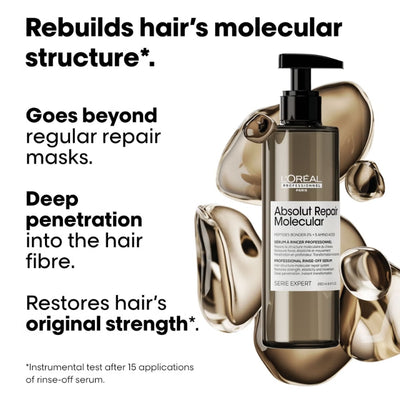 L'Oréal Professionnel Absolut Repair Molecular Rinse Off Serum Treatment Conditioner 250ml & Leave in Mask 100ml