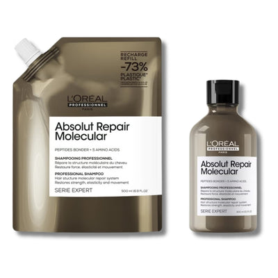 L’Oréal Professionnel Absolut Repair Molecular Shampoo 300ml and Refill Pack 500ml for damaged hair