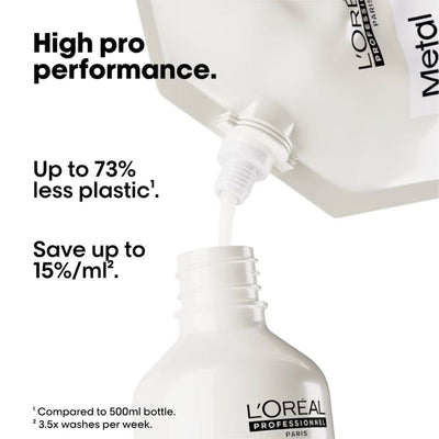 L’Oréal Professionnel Metal Detox Shampoo 500ml and Refill Pack 500ml for breakage & colour protection