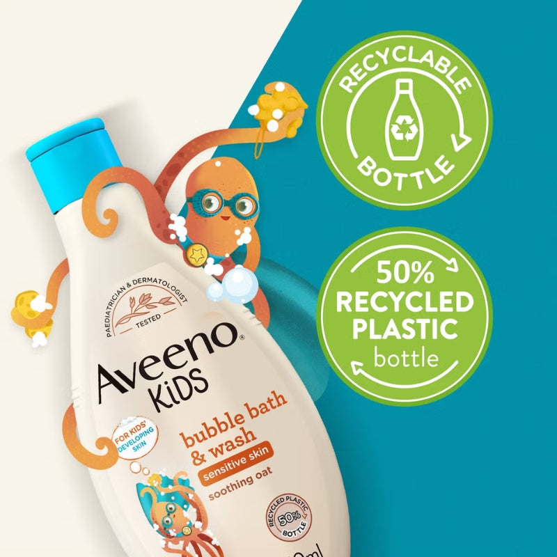 Aveeno Kids Bubble Bath and Wash with Soothing Oat Extract 250ml