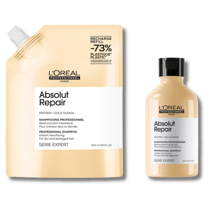 L’Oréal Professionnel Absolut Repair Shampoo 300ml and Refill Pack 500ml for dry & damaged hair