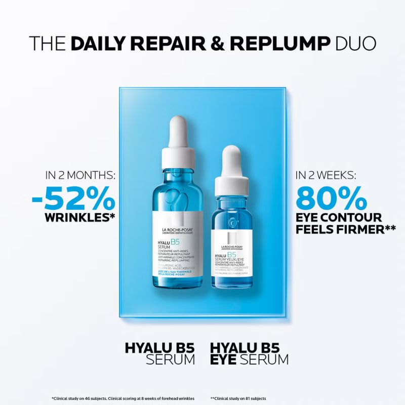 La Roche-Posay Replump and Hydrate Hyalu B5 Duo: Face Serum and Eye Cream Hyaluronic Acid Concentrated Care