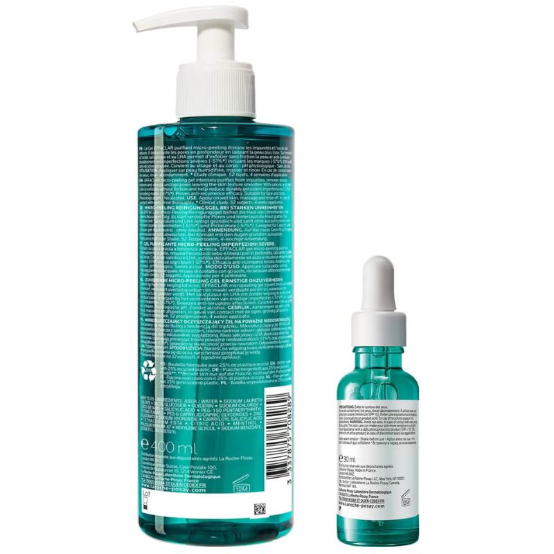 La Roche-Posay Breakout-Fighting Duo- High Strength: Effaclar Micro-Peeling Cleanser and Anti-Blemish Triple-Acid Serum