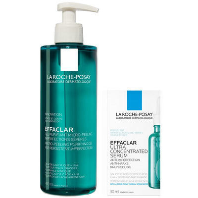 La Roche-Posay Breakout-Fighting Duo- High Strength: Effaclar Micro-Peeling Cleanser and Anti-Blemish Triple-Acid Serum