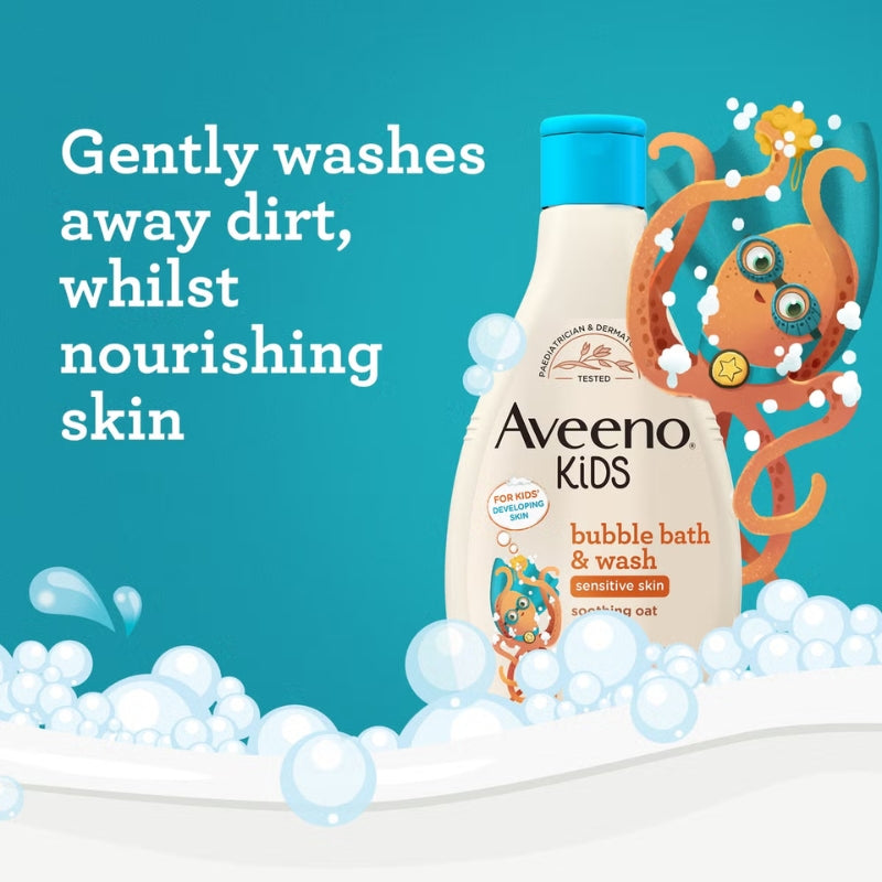 Aveeno Kids Bubble Bath and Wash with Soothing Oat Extract 250ml