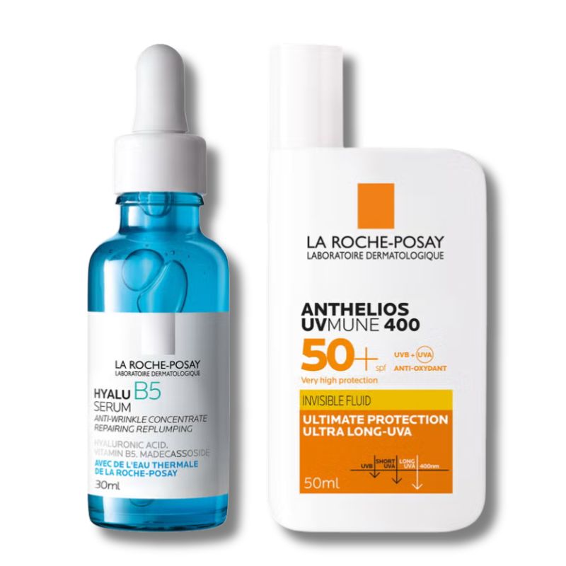 La Roche-Posay Daily Replump and Protect Set: Hyalu B5 Hyaluronic Acid Serum + SPF50+