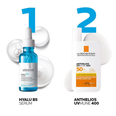 La Roche-Posay Daily Replump and Protect Set: Hyalu B5 Hyaluronic Acid Serum + SPF50+