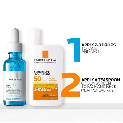 La Roche-Posay Daily Replump and Protect Set: Hyalu B5 Hyaluronic Acid Serum + SPF50+