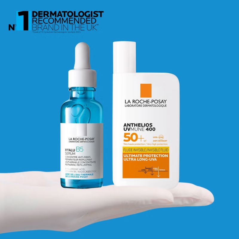 La Roche-Posay Daily Replump and Protect Set: Hyalu B5 Hyaluronic Acid Serum + SPF50+