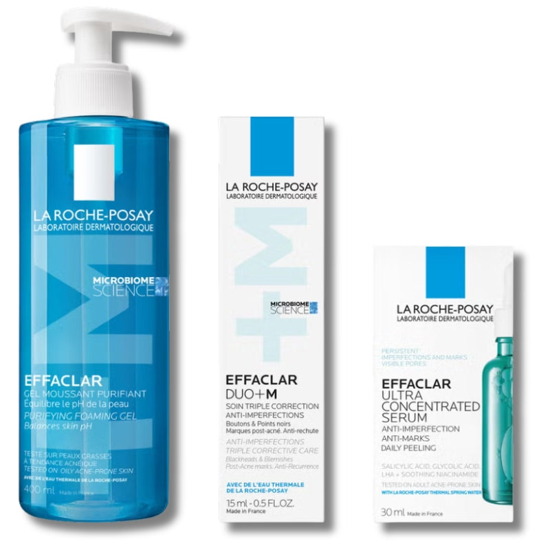 La Roche-Posay Breakout-Fighting Set- High Strength: Effaclar Cleanser, Serum and Corrective Care