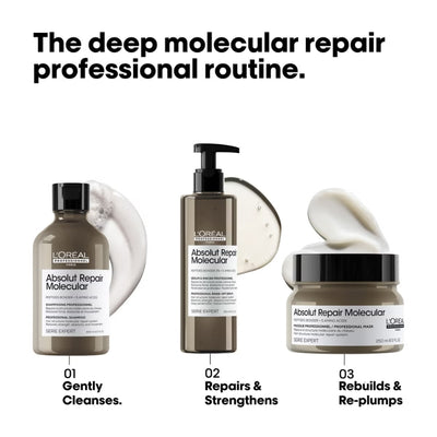 L'Oréal Professionnel Absolut Repair Molecular Shampoo Rinse off Hair Mask and Mini Rinse off Hair Serum