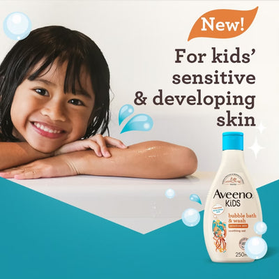 Aveeno Kids Bubble Bath and Wash with Soothing Oat Extract 250ml