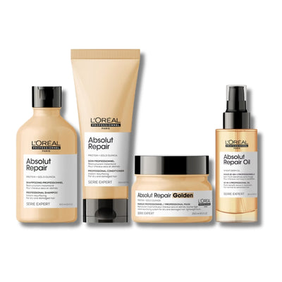 L'Oréal Professionnel Absolut Repair Hydrating Bundle Set with Shampoo, Conditioner, Mask & Oil for Dry Hair