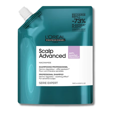 L'Oréal Professionnel Scalp Advanced Anti-Discomfort Shampoo Refill Pack 500ml for Itchy, Dry Scalp